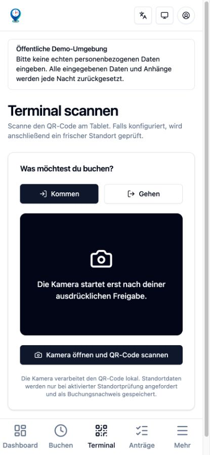 Mobiler OpenClockwork Scanner für die Tablet-Stempeluhr